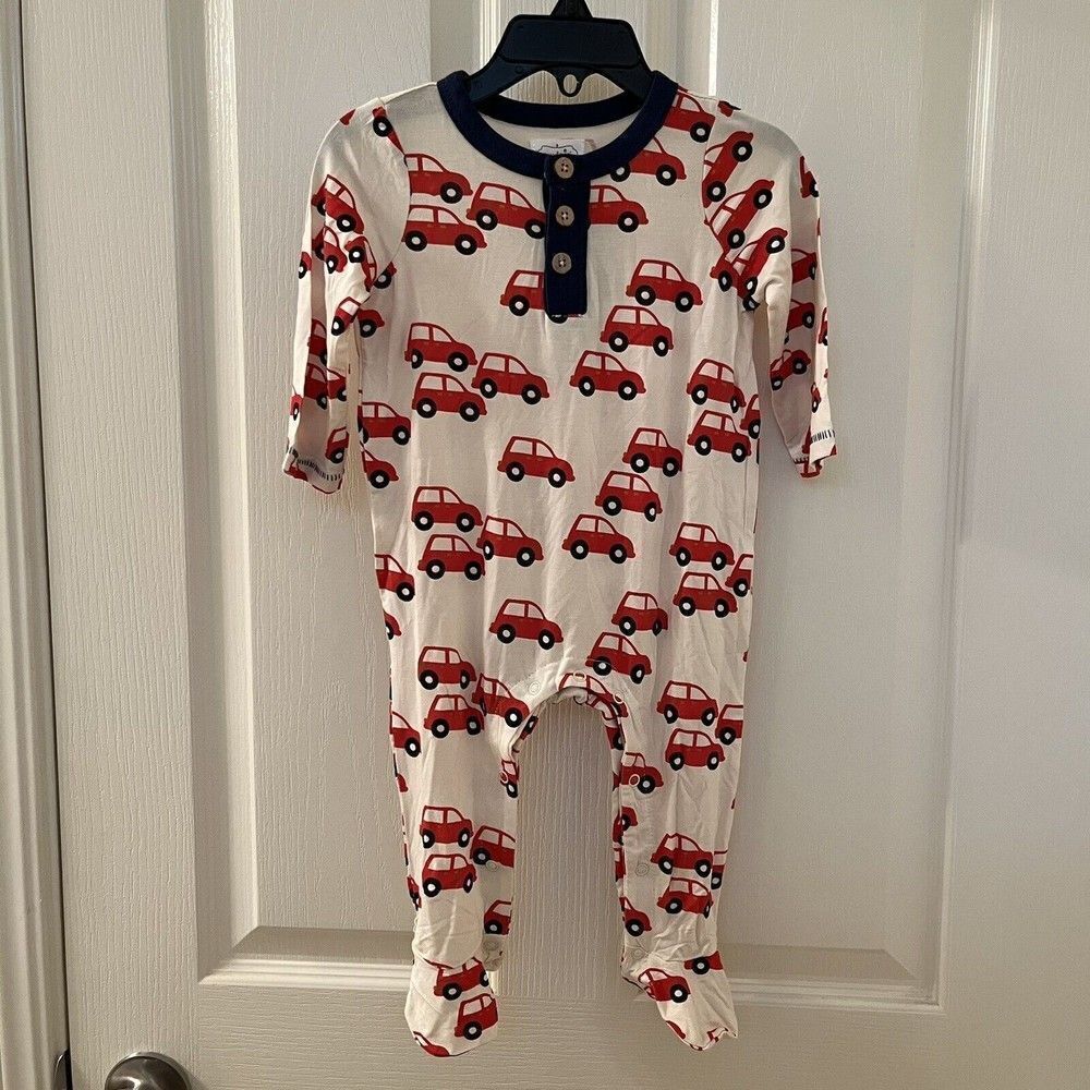 Mud Pie Bamboo Red Car Footie Sleeper Boys Size 6-9 Months NWT